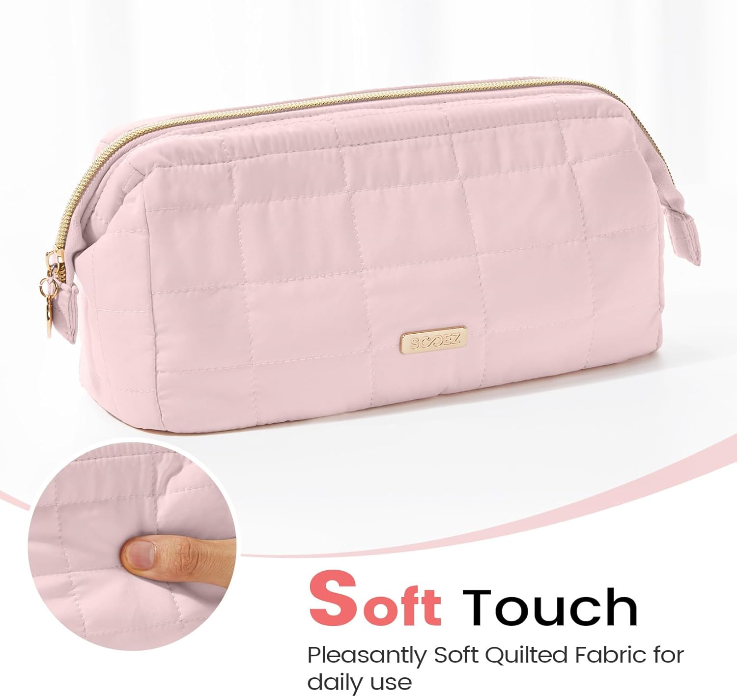Sooez Large Pencil Case Pouch. Soft Pencil Bag with Zipper. Pen Bag Wide Opening. School Supplies Cute Pencil Case for Girls Boy Men Women. Beige - Image 3