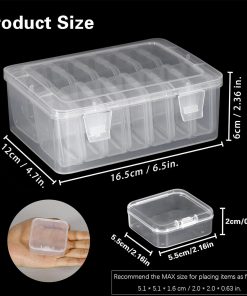 Alternative view of Mathtoxyz Small Bead Organizers. 14 Pieces Plastic Storage Cases Mini Clear Bead Storage Containers Transparent Boxes with Hinged Lid and Rectangle Clear Craft Supply Case