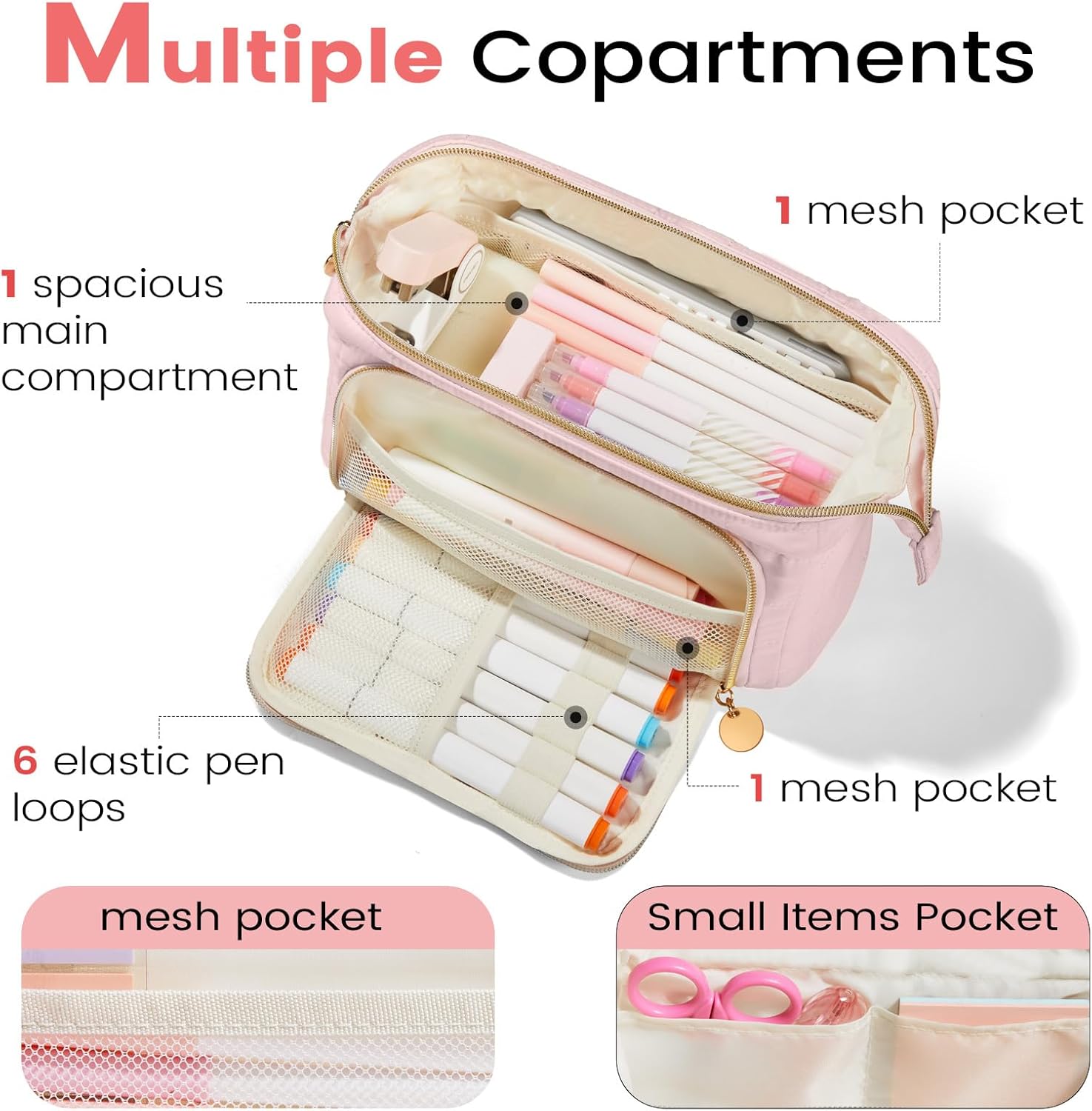 Sooez Large Pencil Case Pouch. Soft Pencil Bag with Zipper. Pen Bag Wide Opening. School Supplies Cute Pencil Case for Girls Boy Men Women. Beige - Image 5