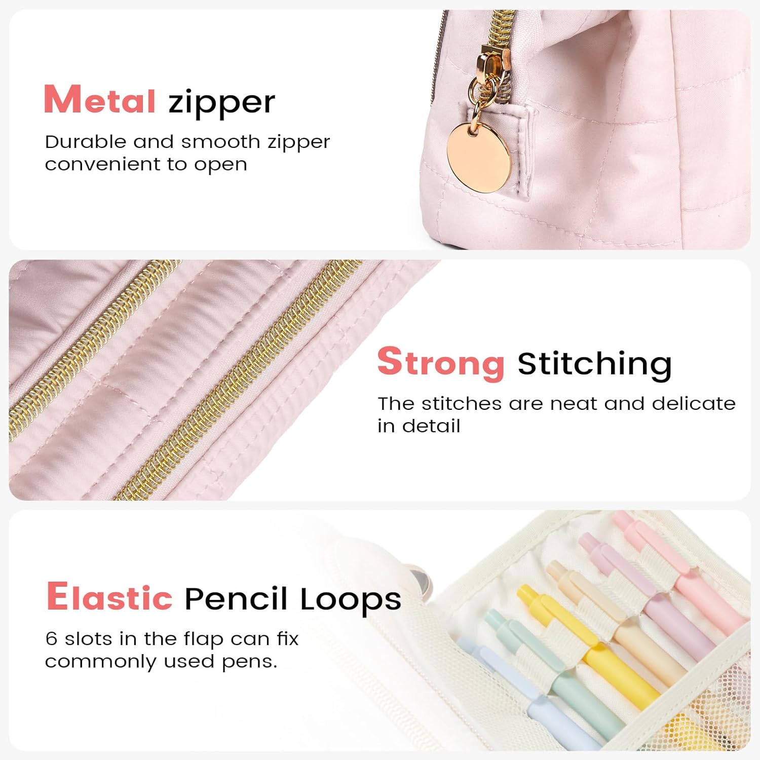 Sooez Large Pencil Case Pouch. Soft Pencil Bag with Zipper. Pen Bag Wide Opening. School Supplies Cute Pencil Case for Girls Boy Men Women. Beige - Image 6
