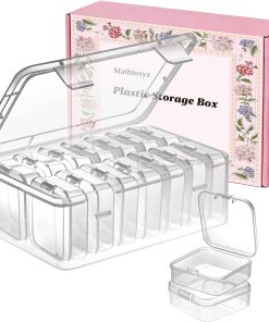 Mathtoxyz Small Bead Organizers. 14 Pieces Plastic Storage Cases Mini Clear Bead Storage Containers Transparent Boxes with Hinged Lid and Rectangle Clear Craft Supply Case